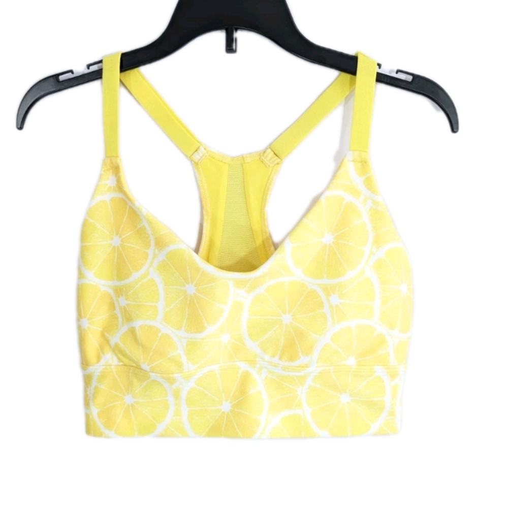 Wildfox Sports Bra Small Lemon print Women wire free active fruit yoga Collins